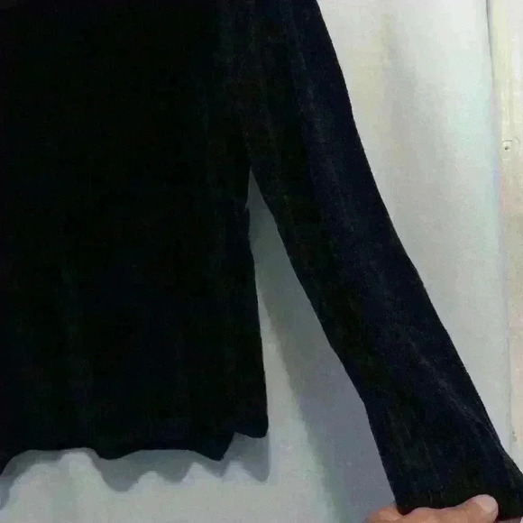 Hippie Rose L velour black rayon sweater criss cross accent normcore grunge - Picture 4 of 12